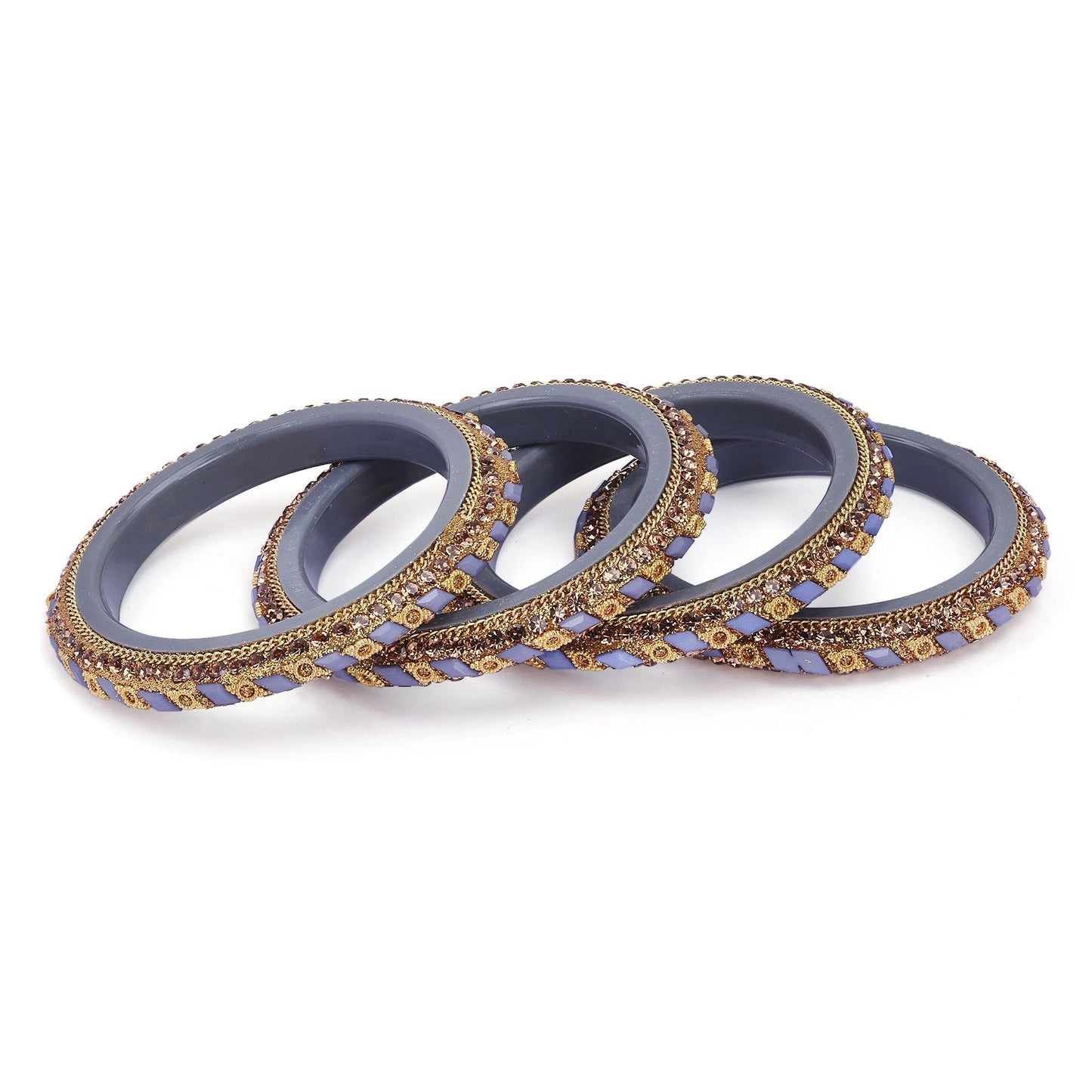 sukriti rajasthani contemporary grey kada seep acrylic bangles for girls & women – set of 4
