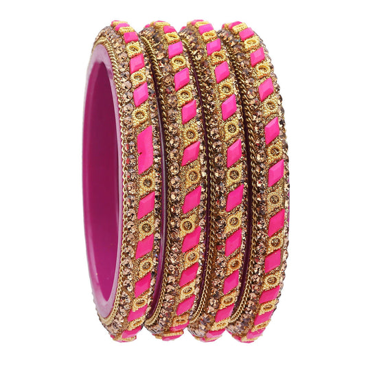 sukriti rajasthani contemporary magenta kada seep acrylic bangles for girls & women – set of 4