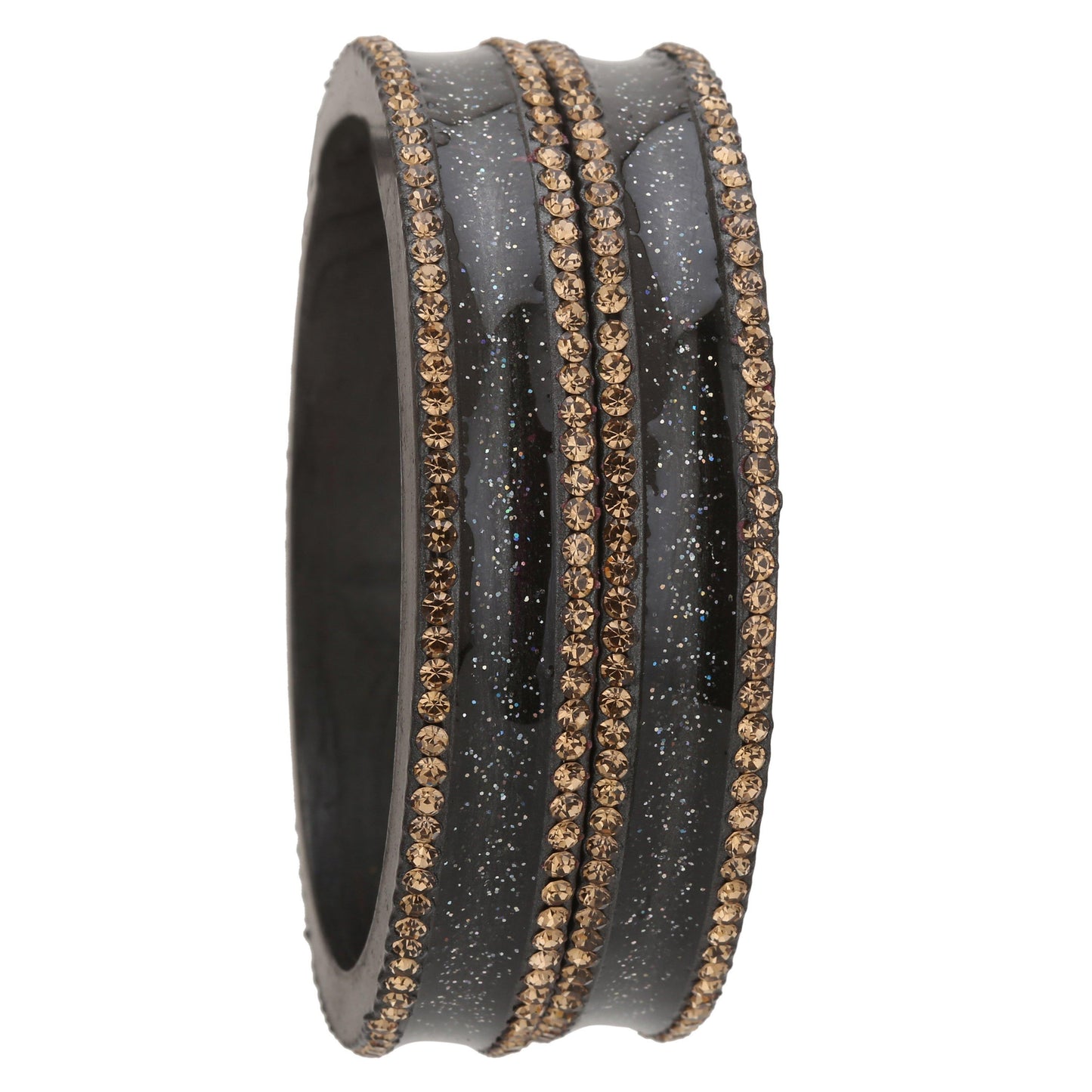 sukriti rajasthani elegant dark grey lac bangles for women - set of 2