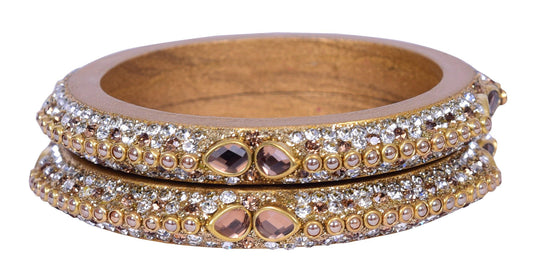 sukriti rajasthani elegant gold lac bangadi bangle - set of 2