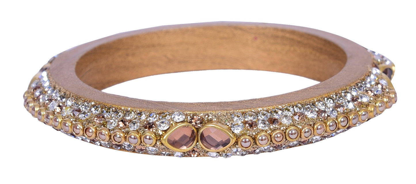 sukriti rajasthani elegant gold lac bangadi bangle - set of 2