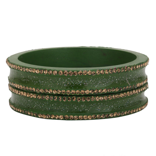 sukriti rajasthani elegant green lac bangles for women - set of 2