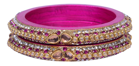 sukriti rajasthani elegant magenta lac bangadi bangle - set of 2
