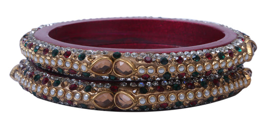 sukriti rajasthani elegant maroon lac bangadi bangle - set of 2