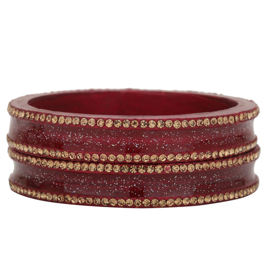 sukriti rajasthani elegant maroon lac bangles for women - set of 2