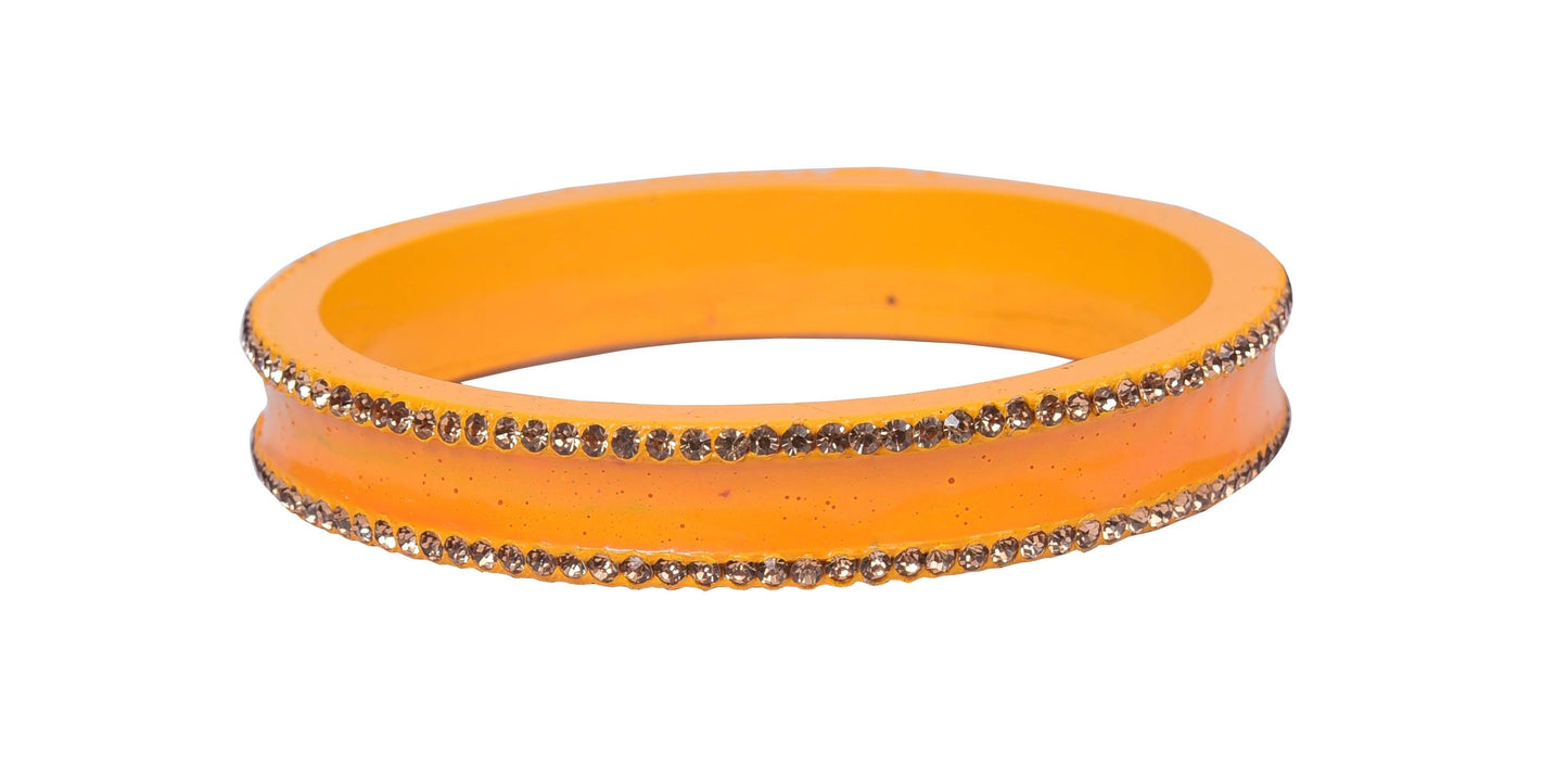 sukriti rajasthani elegant orange lac bangles for women - set of 2