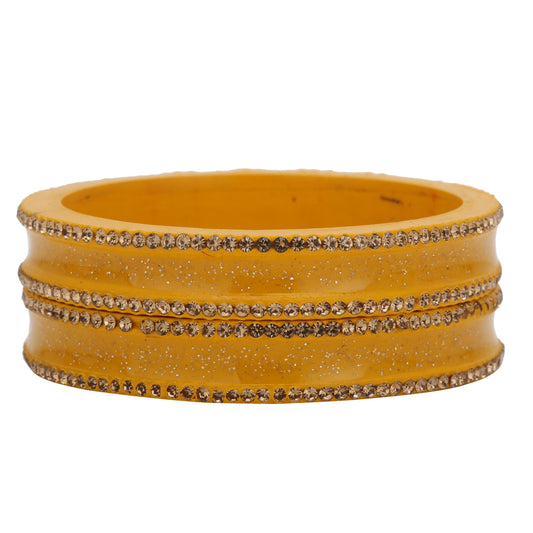 sukriti rajasthani elegant yellow lac bangles for women - set of 2