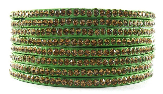 sukriti rajasthani ethnic green lac bangles for women - set of 8