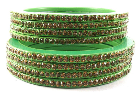 sukriti rajasthani ethnic green lac bangles for women - set of 8