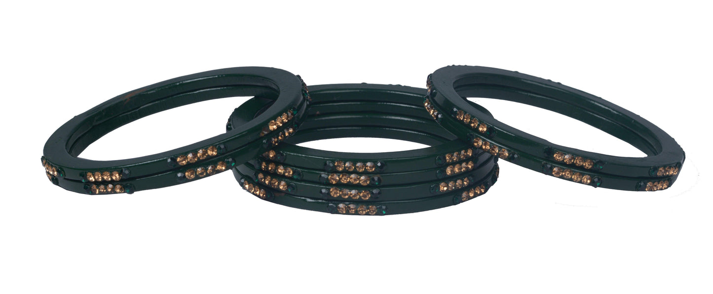 sukriti rajasthani ethnic handmade green lac bangles jewelry for women - set of 8