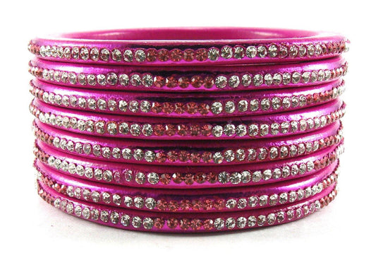 sukriti rajasthani ethnic magenta lac bangles for women - set of 8
