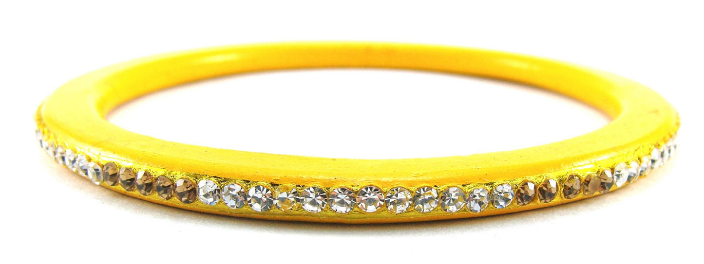 sukriti rajasthani ethnic yellow lac bangles for women - set of 8