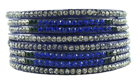 sukriti rajasthani festive blue lac bangles for women - set of 8