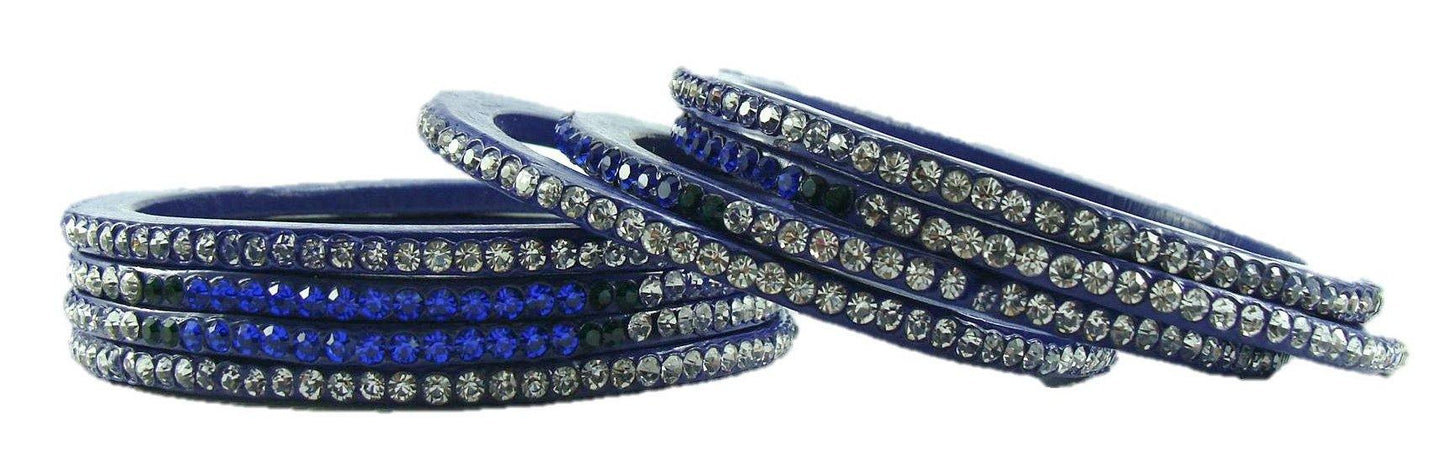 sukriti rajasthani festive blue lac bangles for women - set of 8
