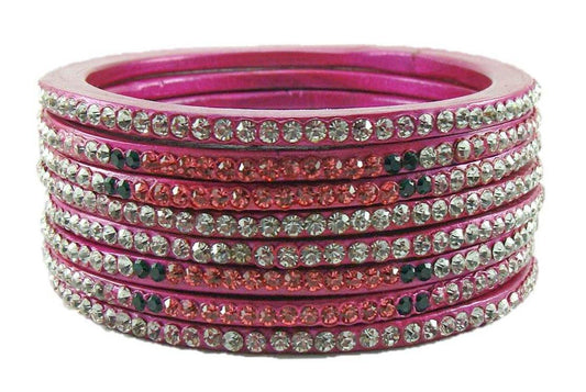 sukriti rajasthani festive magenta lac bangles for women - set of 8