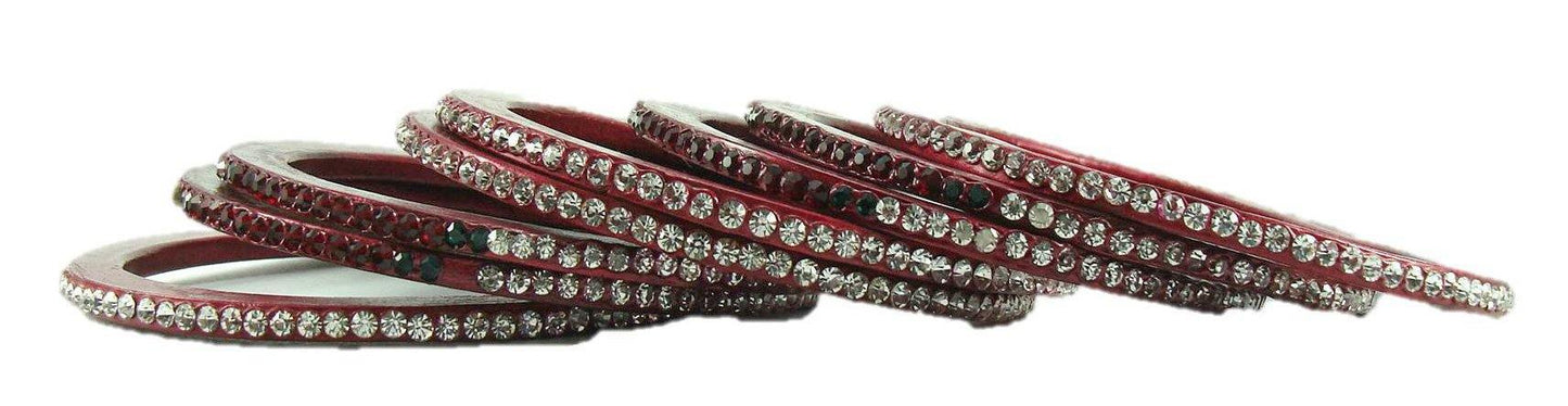 sukriti rajasthani festive maroon lac bangles for women - set of 8