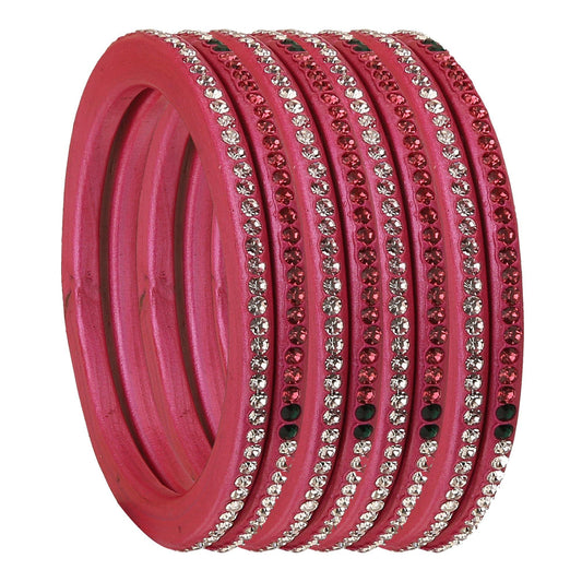sukriti rajasthani festive pink lac bangles for women - set of 8