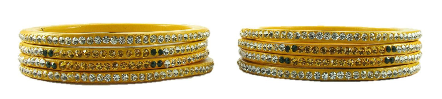 sukriti rajasthani festive yellow lac bangles for women - set of 8