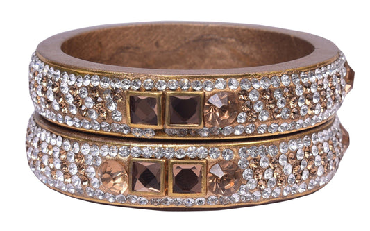 sukriti rajasthani gold color kundan lac bangle - set of 2