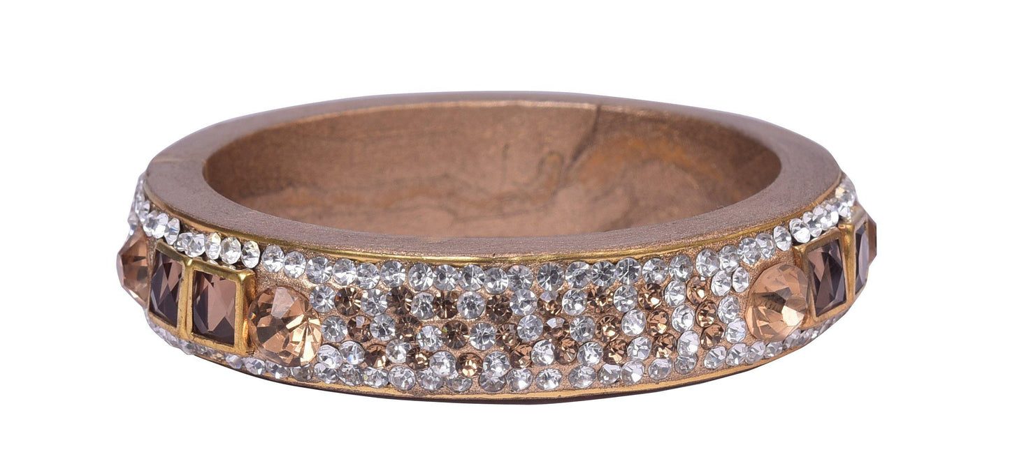 sukriti rajasthani gold color kundan lac bangle - set of 2