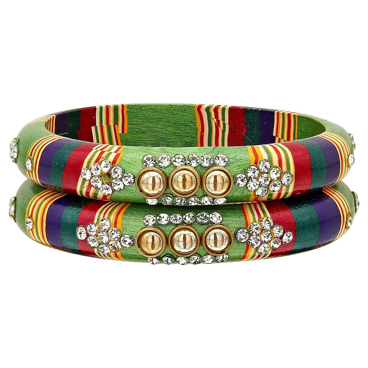 sukriti rajasthani green lac bangles for women - set of 2