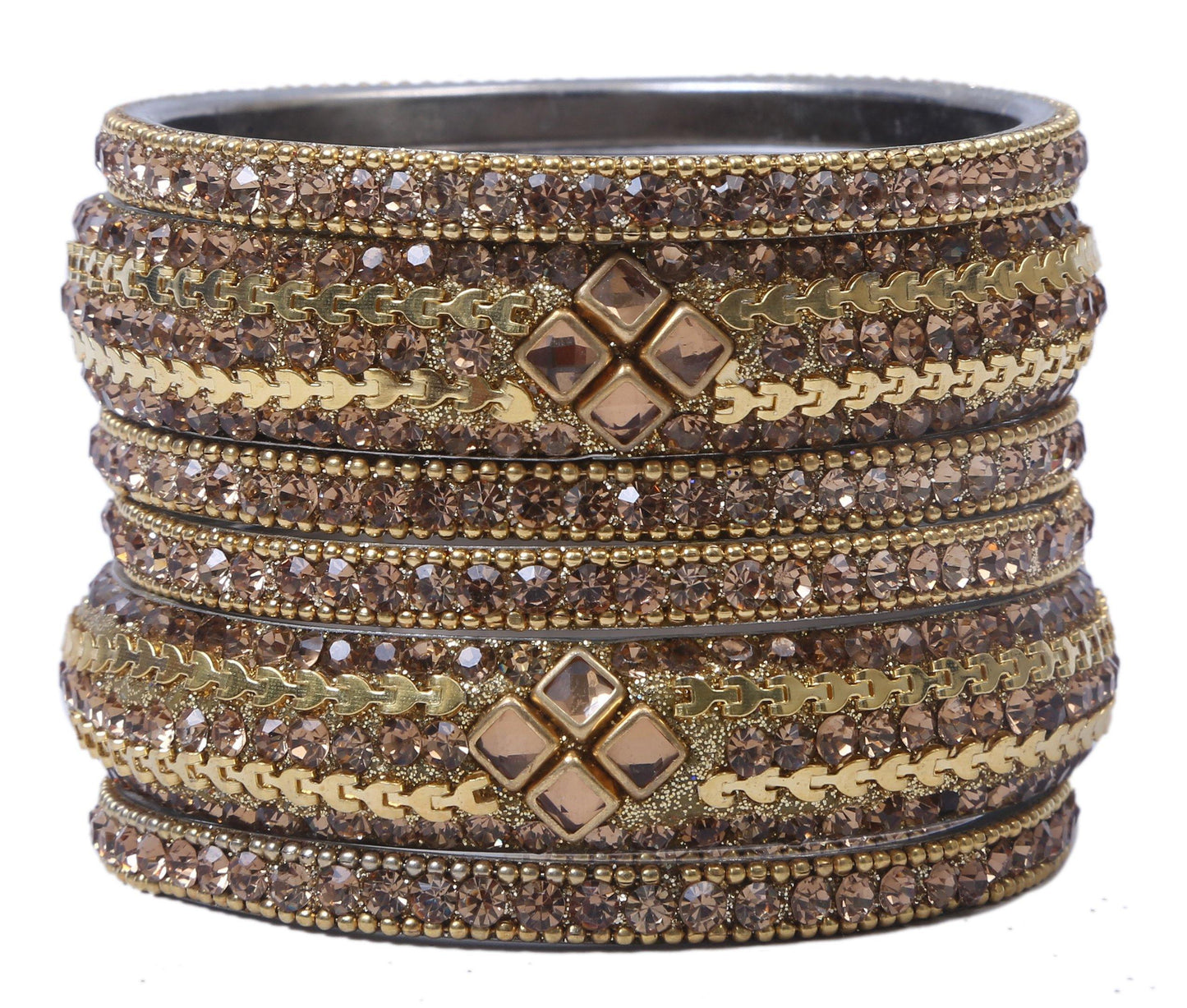 sukriti rajasthani kundan golden brass bangles for women - set of 6