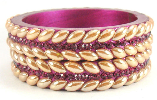 sukriti rajasthani magenta lac bangles for women - set of 2
