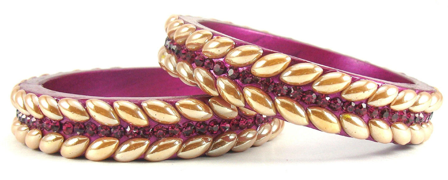 sukriti rajasthani magenta lac bangles for women - set of 2