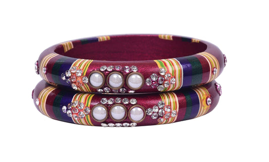 sukriti rajasthani maroon lac bangles for women - set of 2