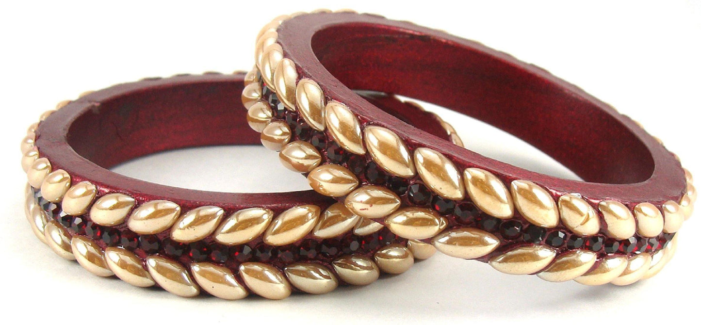 sukriti rajasthani maroon lac bangles for women - set of 2