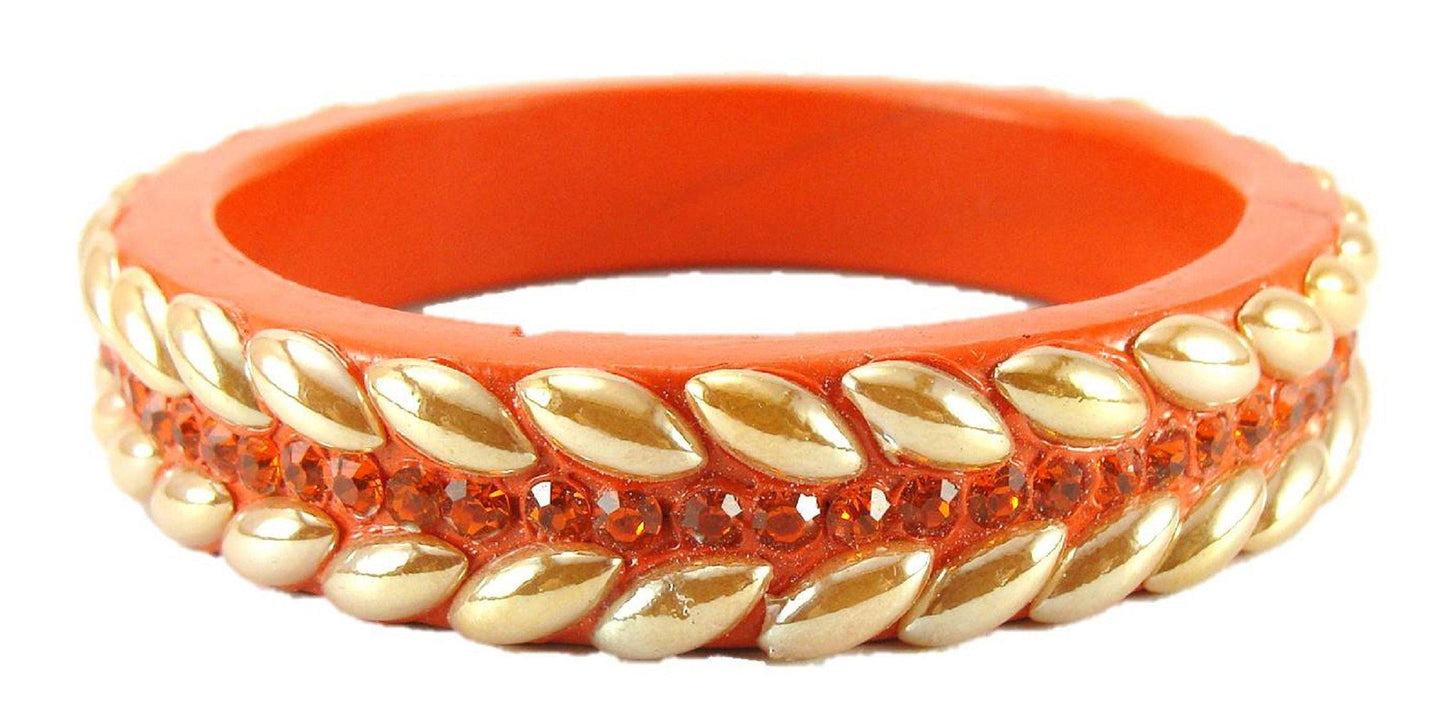 sukriti rajasthani orange lac bangles for women - set of 2