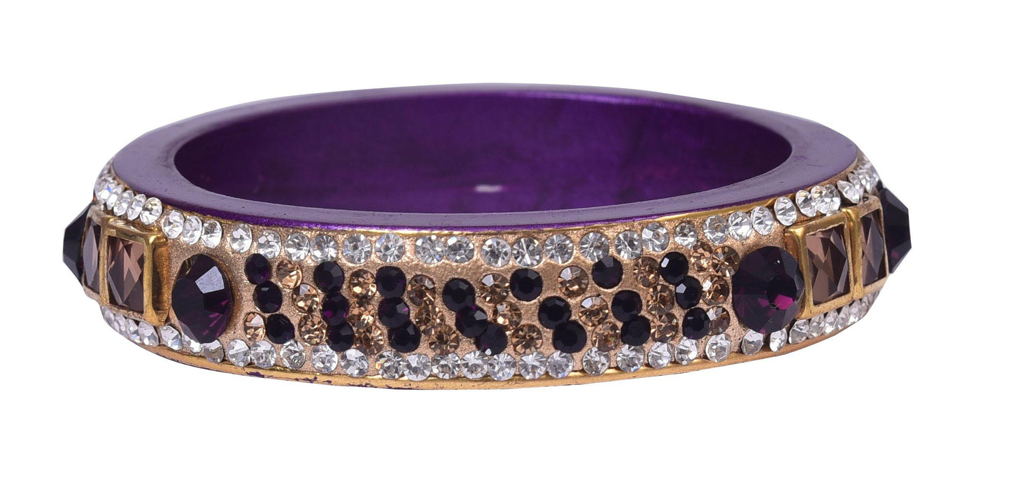 sukriti rajasthani purple color kundan lac bangle - set of 2