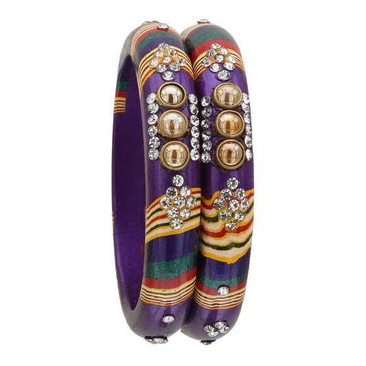 sukriti rajasthani purple lac bangles for women - set of 2