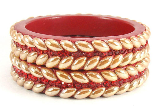 sukriti rajasthani red lac bangles for women - set of 2