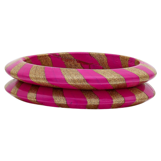 sukriti rajasthani stylish lac magenta bangles jewelry for girls & women - set of 2