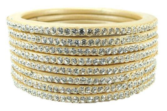 sukriti rajasthani traditional beige lac bangles for women - set of 8