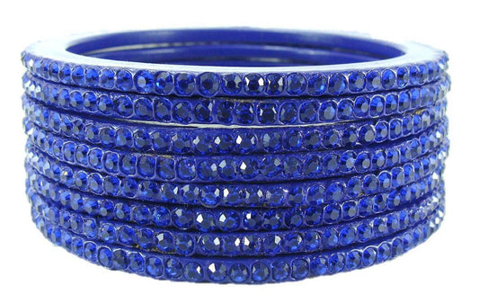 sukriti rajasthani traditional blue lac bangles for women - set of 8