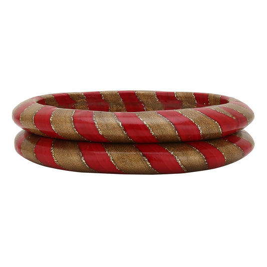 sukriti rajasthani traditional ethnic handmade red lac bangles jewelry for women - set of 2