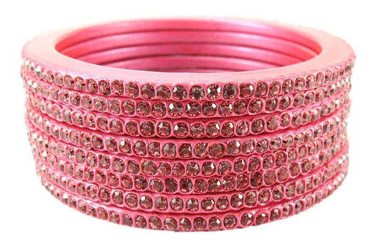 sukriti rajasthani traditional pink lac bangles for women - set of 8