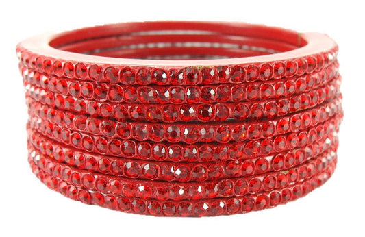 sukriti rajasthani traditional red lac bangles for women - set of 8