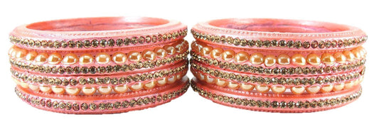 sukriti rajasthani wedding baby-pink lac bangles for women - set of 6