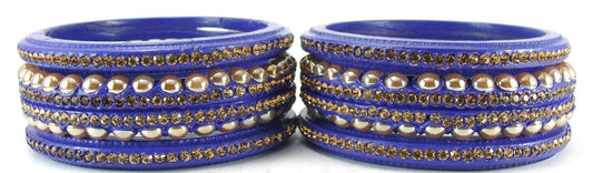 sukriti rajasthani wedding blue lac bangles for women - set of 6
