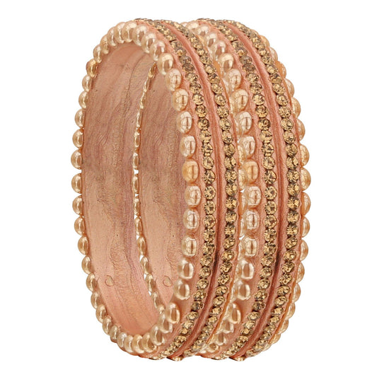 sukriti rajasthani wedding peach lac bangles for women - set of 6