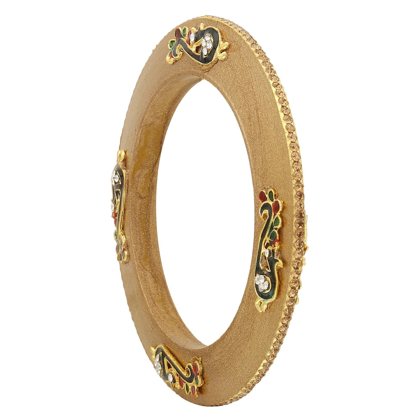 sukriti rajputi royal peacock embellished lac kada gold bangles jewelry for women - set of 2