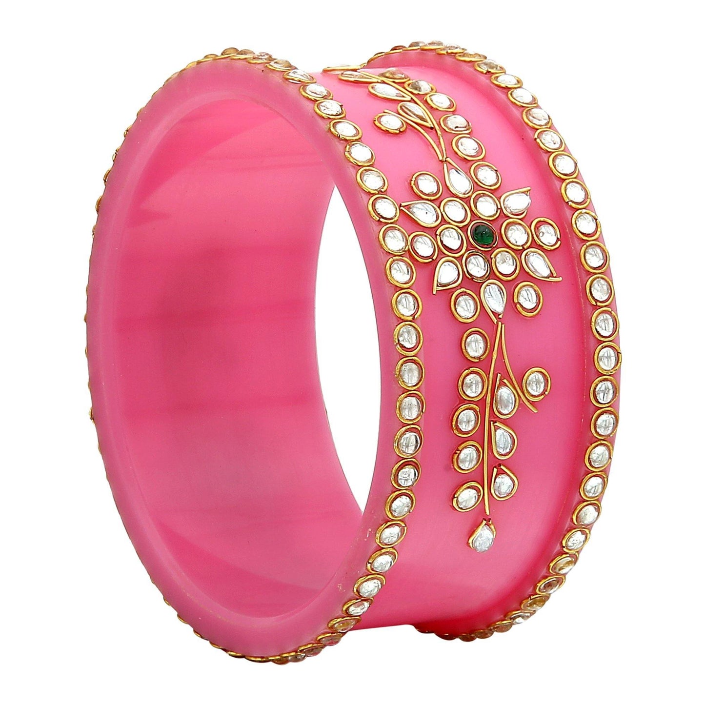 sukriti royal wedding kundan acrylic bracelet bangles bridal jewelry for women & girls - set of 2