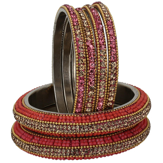 sukriti stylish beads brass bangle set for girls & women – set of 6