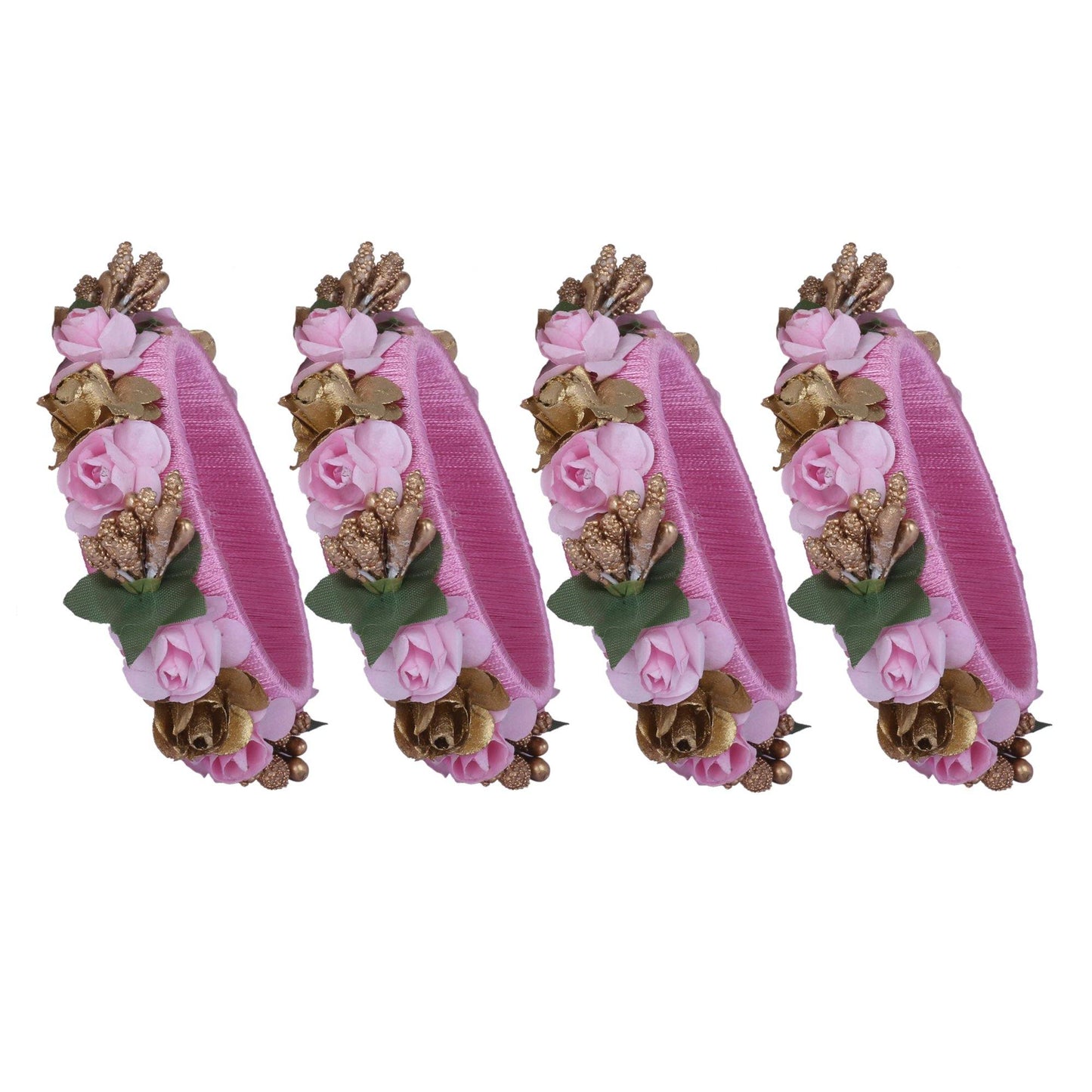 sukriti stylish designer party wedding wear flower silk thread babypink bangles for girls & women – set of 18