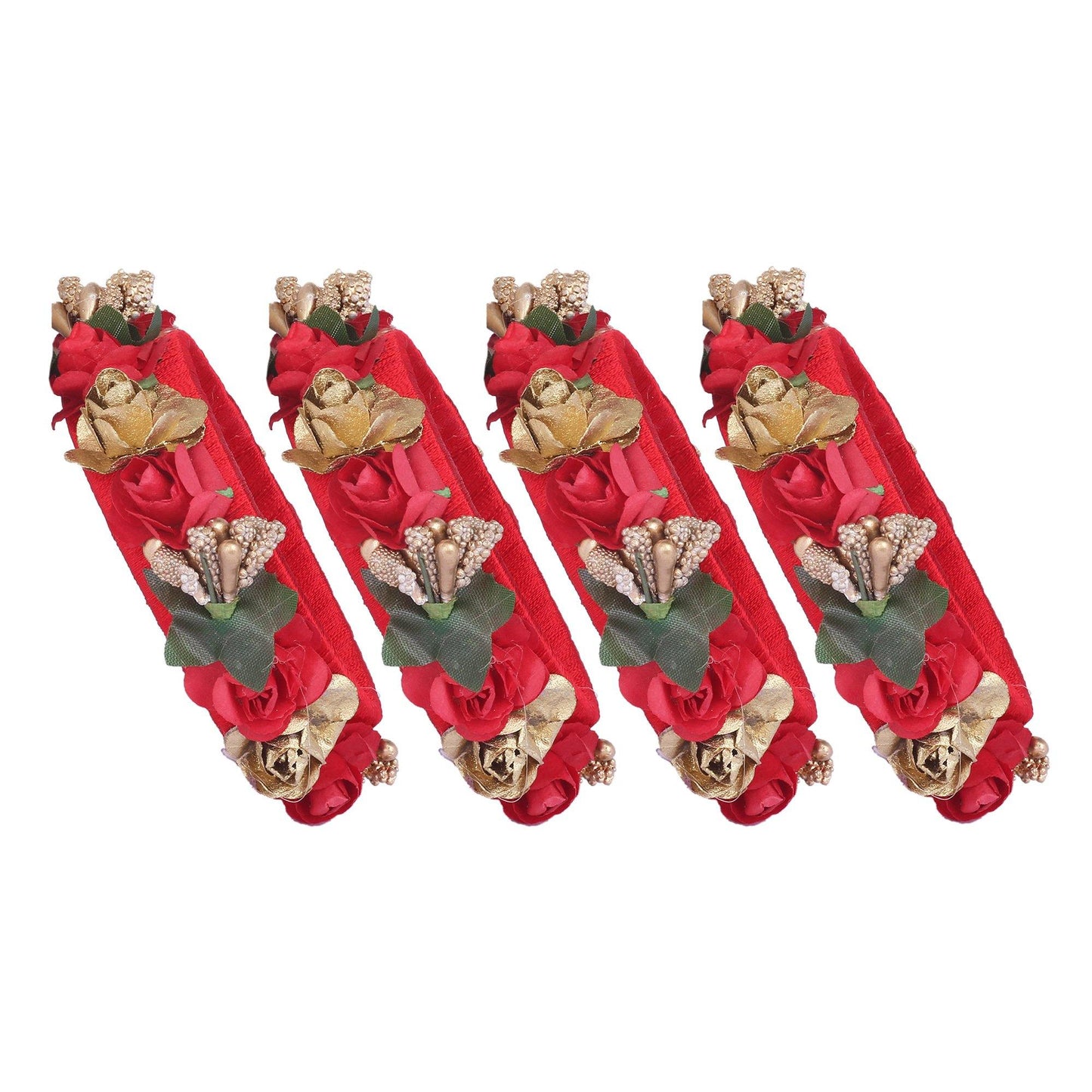 sukriti stylish designer party wedding wear flower silk thread red bangles for girls & women – set of 18