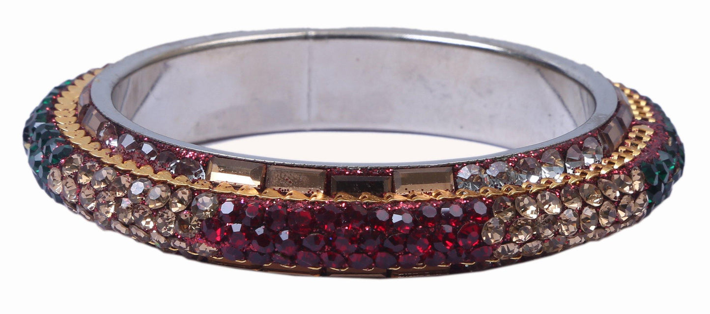 sukriti stylish party-wear maroon-green brass bangles bracelet for women & girls - set of 2