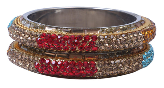 sukriti traditional stylish party-wear multi color brass bangles bracelet for women & girls - set of 2